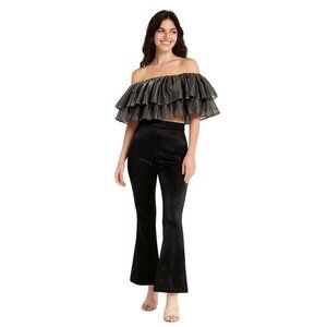 NWT Choosy Extra Small Off-Shoulder Ruffle Crop Top Polyester Spandex Blend